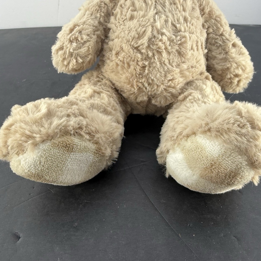 HTF Chickpea 12" Creamy Tan Plush Bear EUC Plaid Feet - Picture 2 of 8